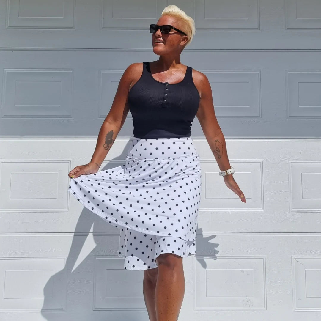 She Did golf skirt Polka dot white
