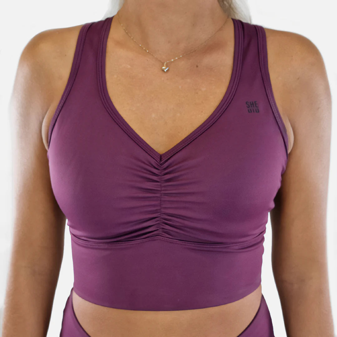 She Did Sports Bra Plum