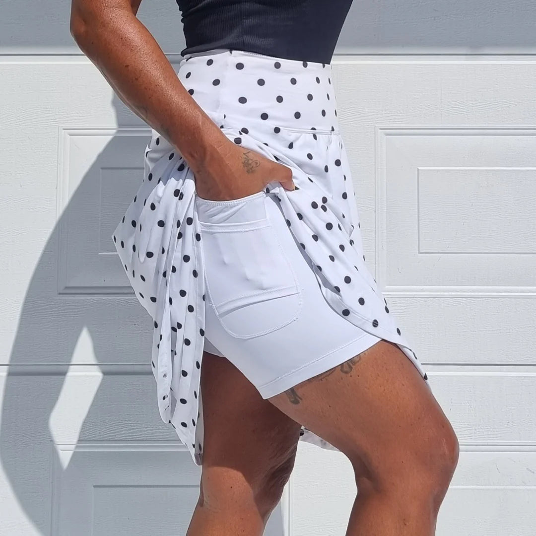 She Did golf skirt Polka dot white