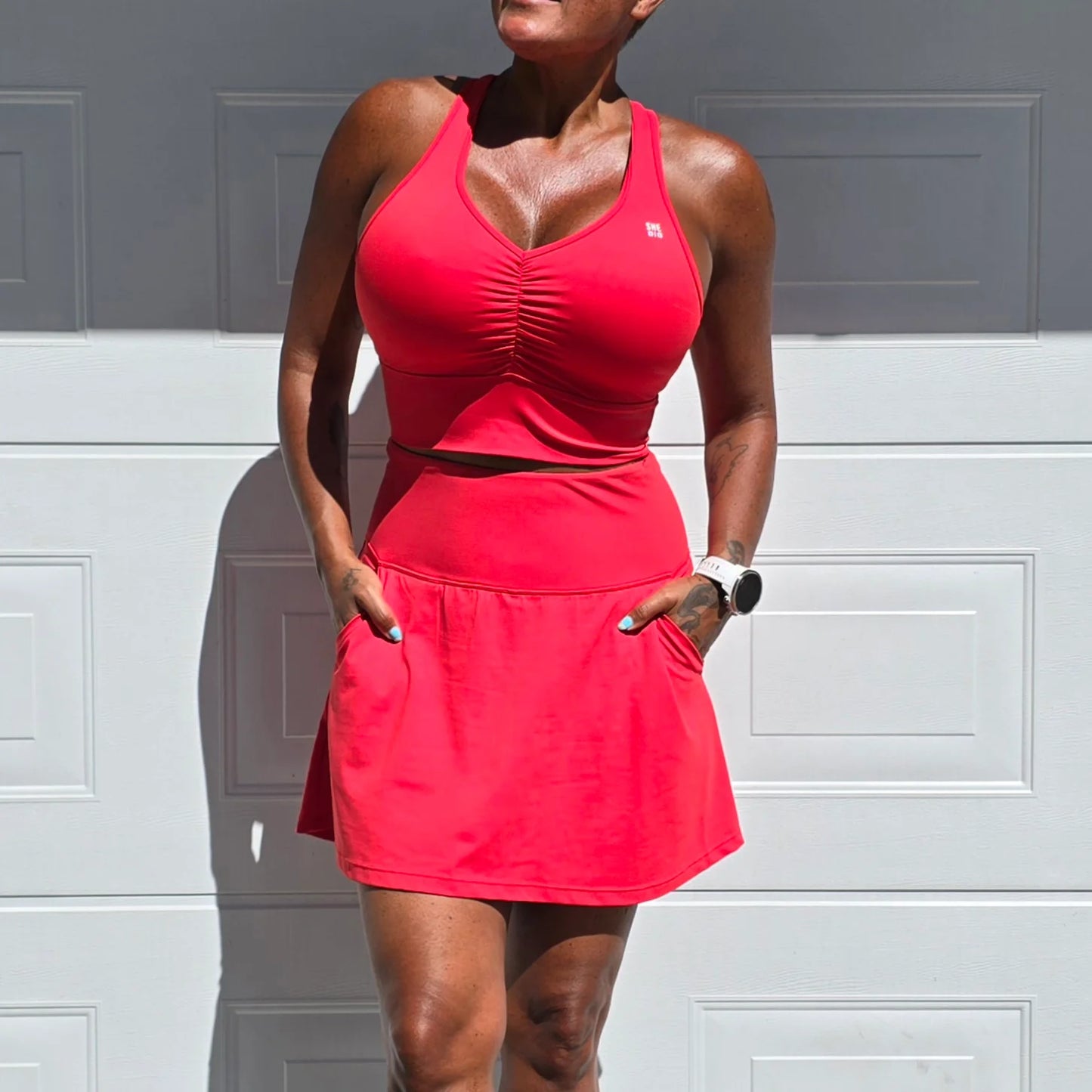 She Did running skirt red