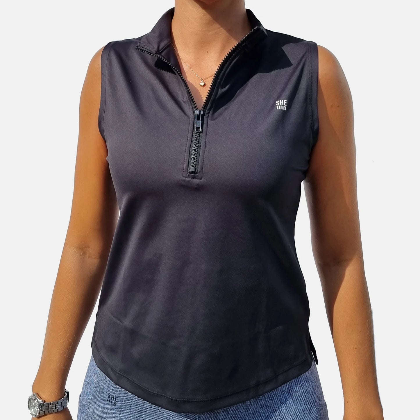 She Did Zip tanktopp svart