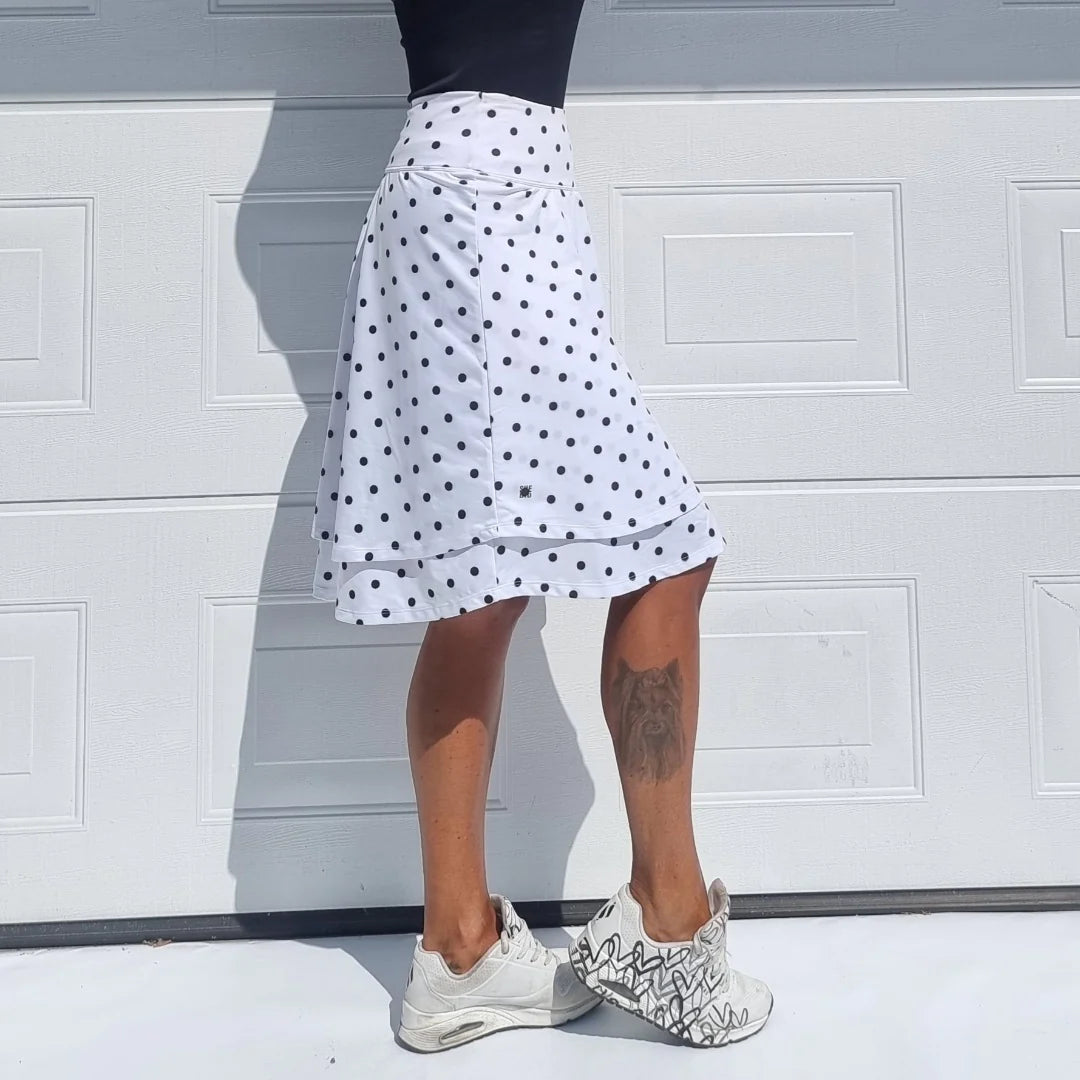 She Did golf skirt Polka dot white