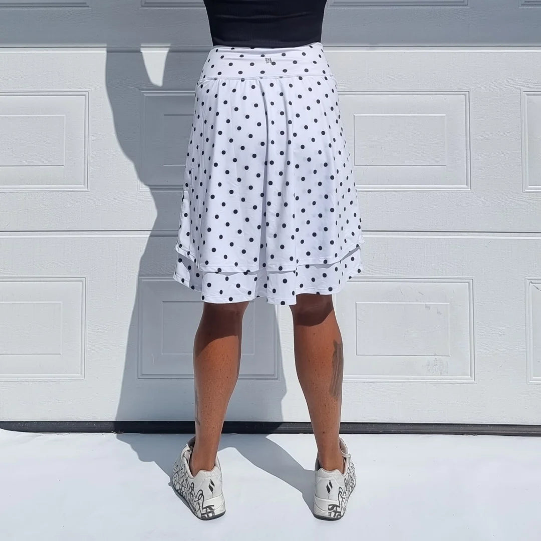 She Did golf skirt Polka dot white