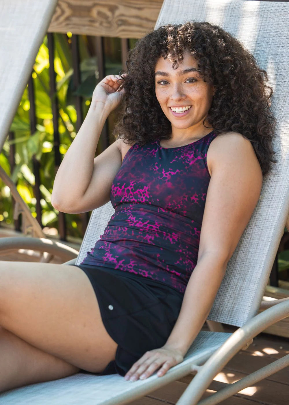 Swim Tankini Top Pink Leopard