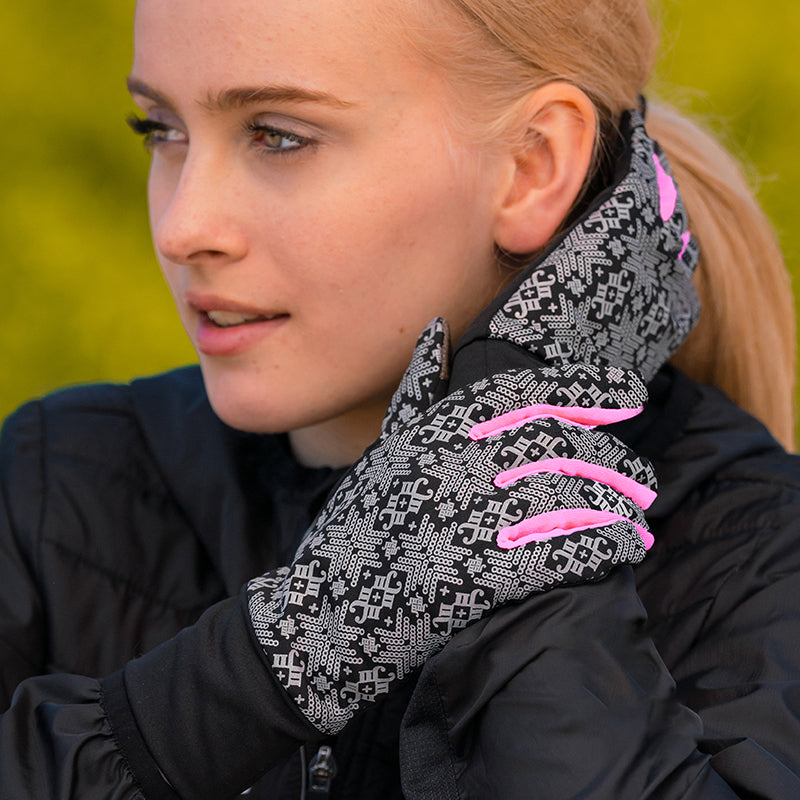 Morild Glitter gloves with reflector light pink