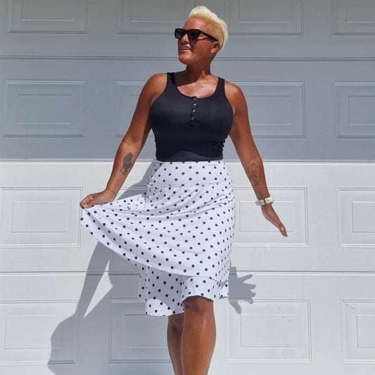 She Did golf skirt Polka dot white