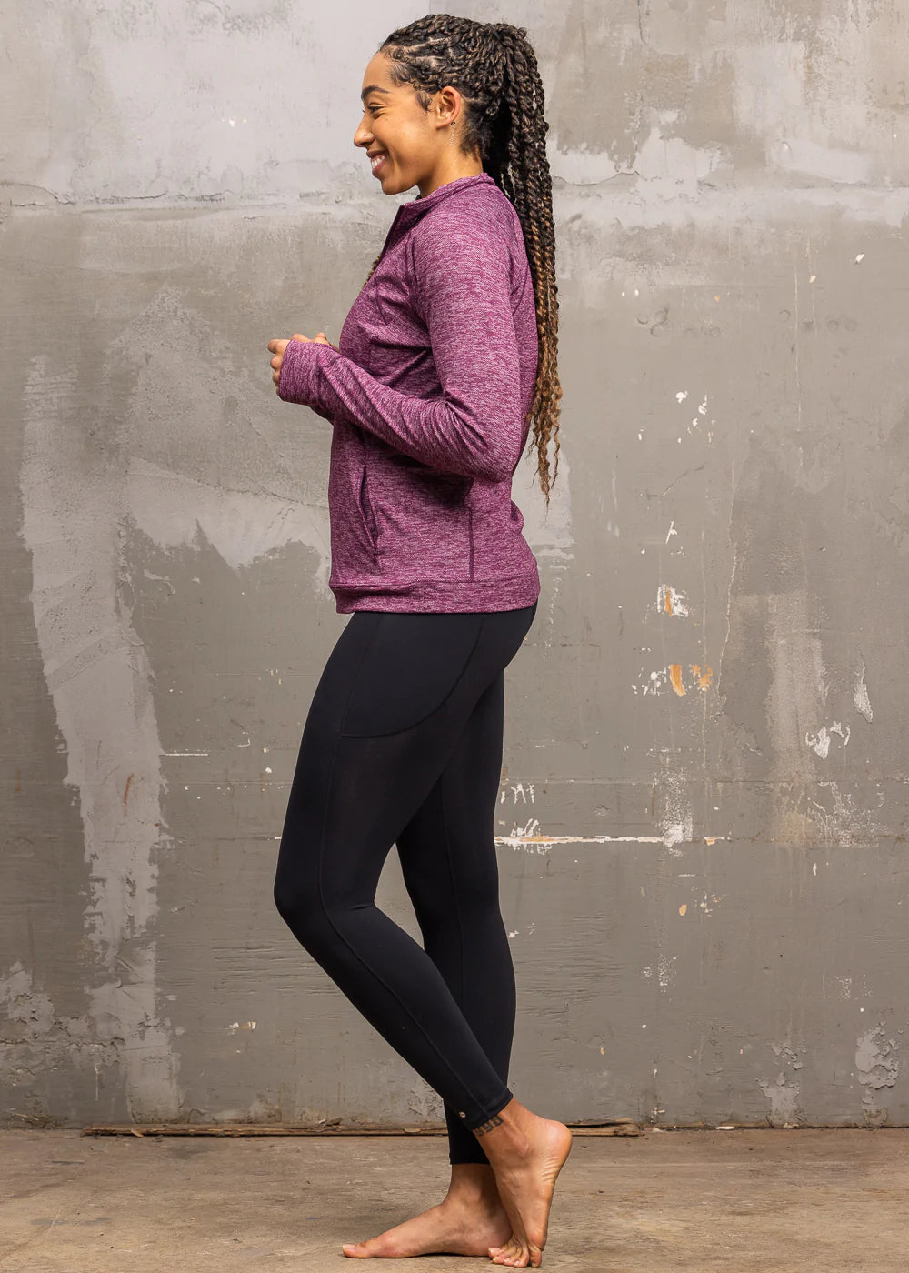 Go The Distance 1/2 Zip Top Cabernet Vintage Chic