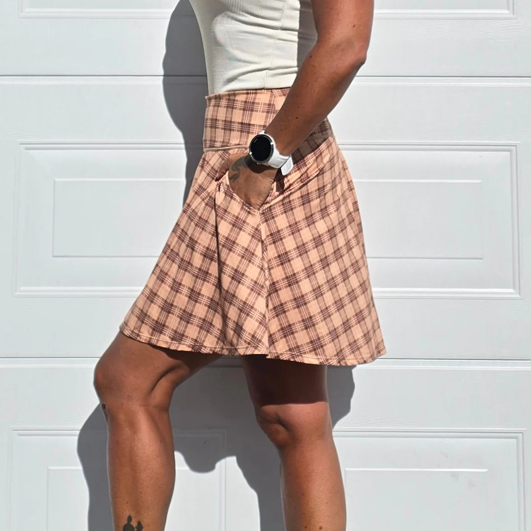 She Did løpeskjørt beige Tartan