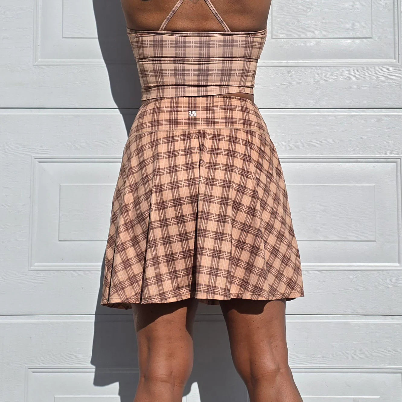 She Did løpeskjørt beige Tartan