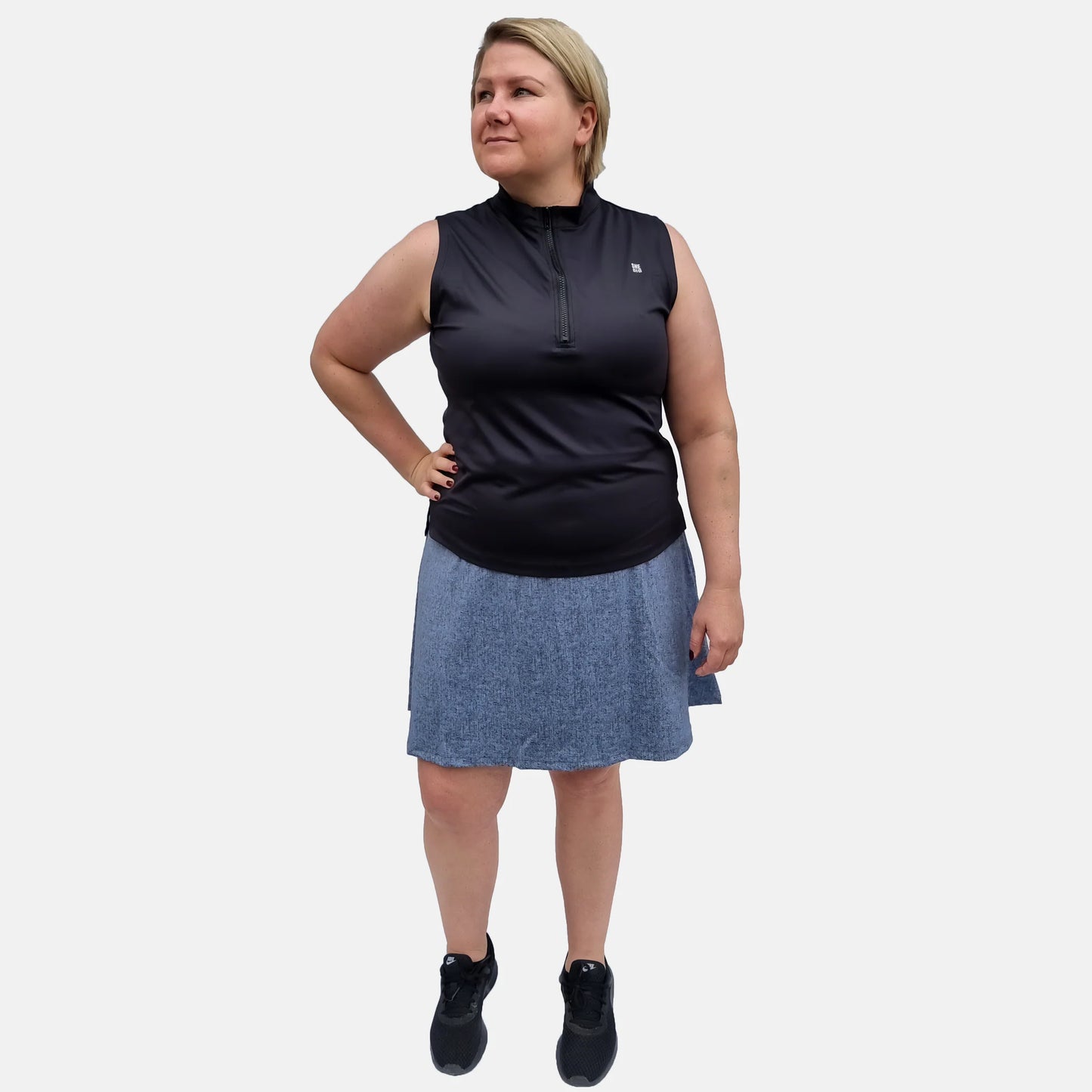 She Did Zip tank top black
