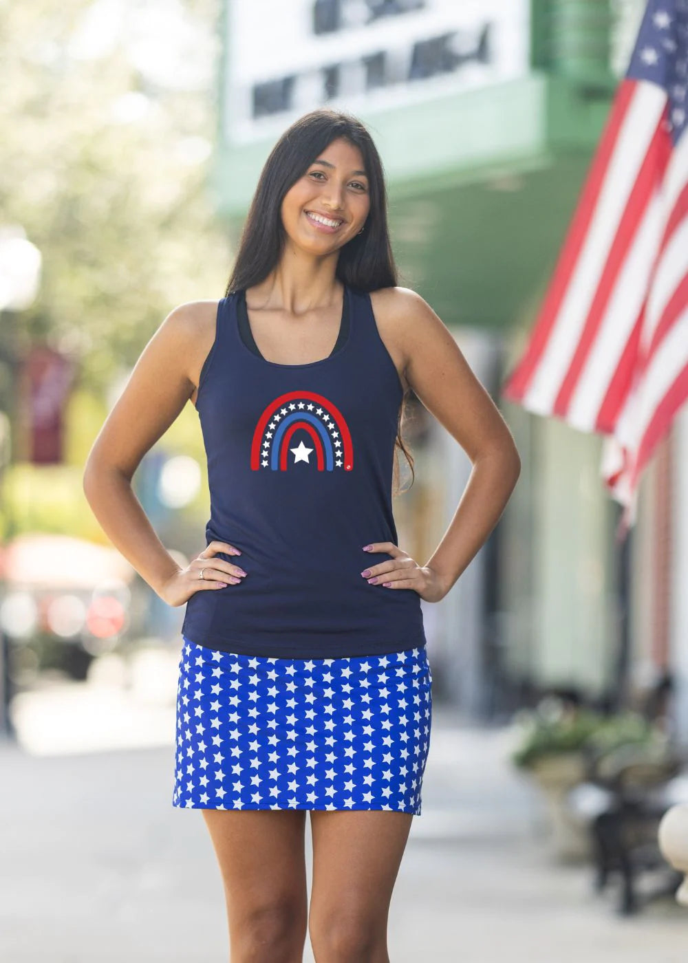 Happy Girl Skirt Patriotic Stars