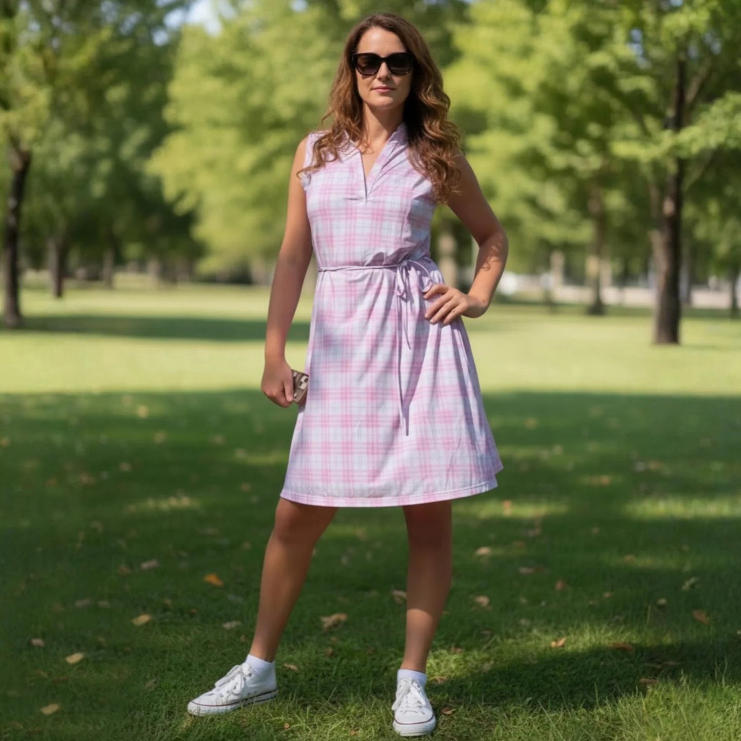 She Did golf skirt beige Tartan
