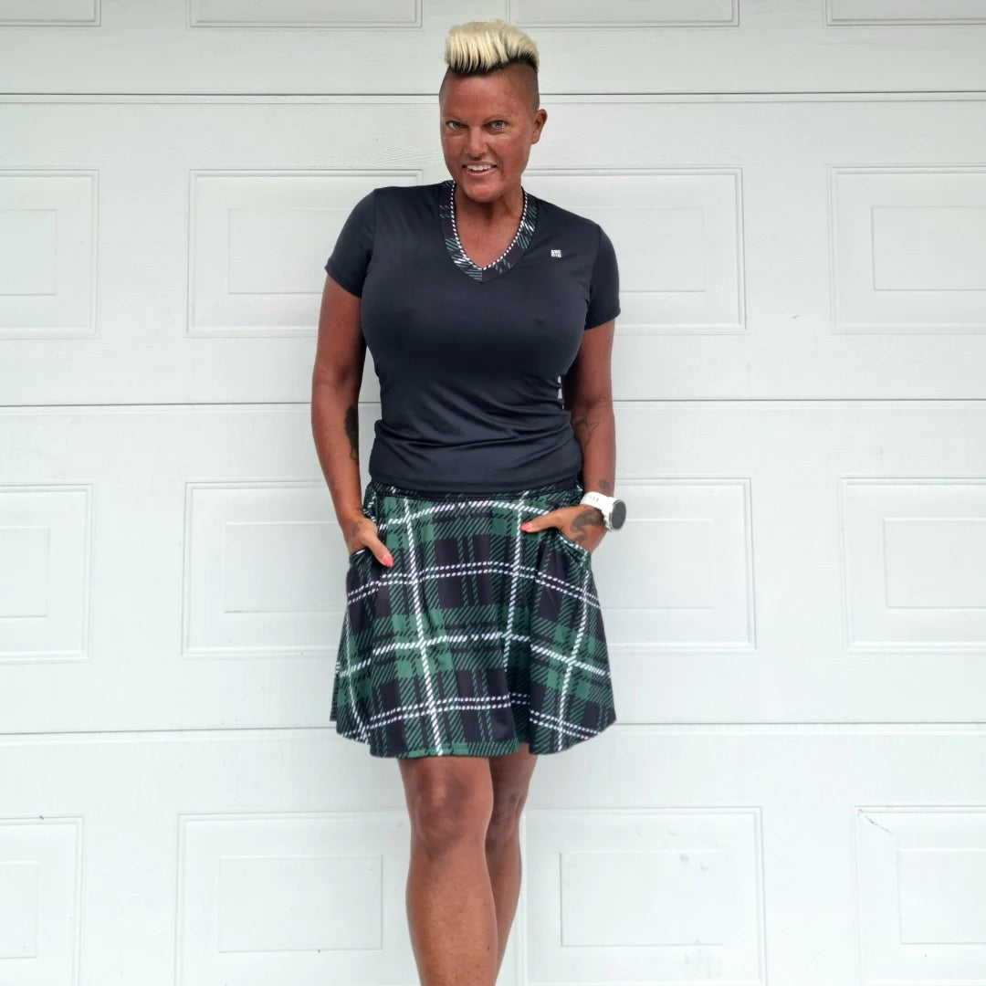 She Did løpeskjørt grønn Tartan