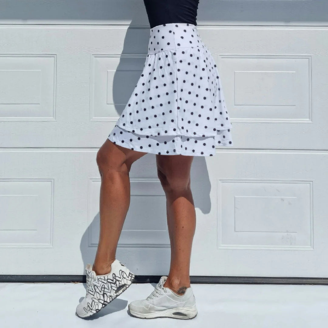 She Did running skirt Polka dot white