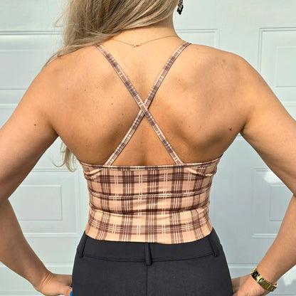 She Did Sports-BH beige Tartan
