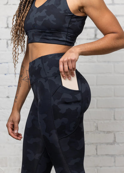 All-In High Rise Legging Carbon Camo - full lengde