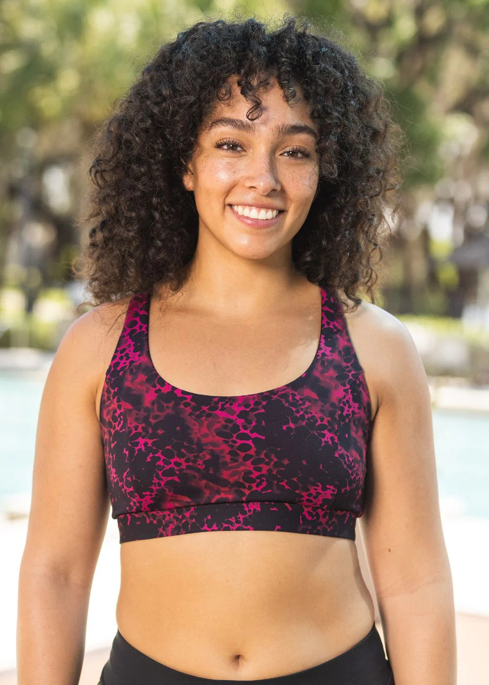 Freedom Sports Bra with Pocket Pink Leopard