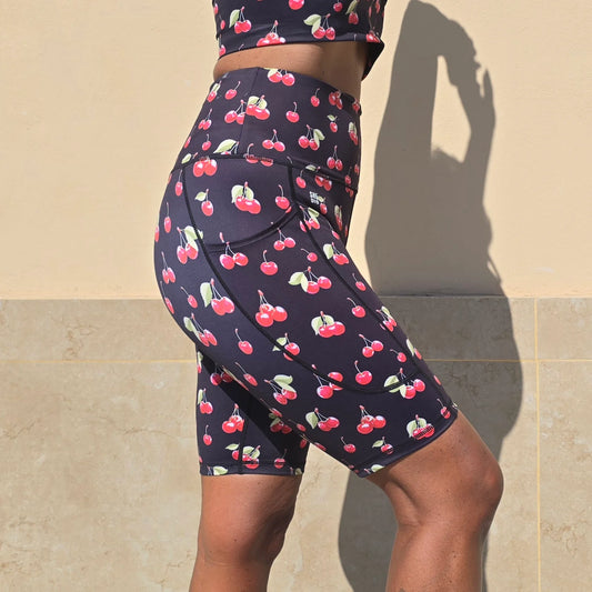 She Did Biker Shorts - Black Cherry
