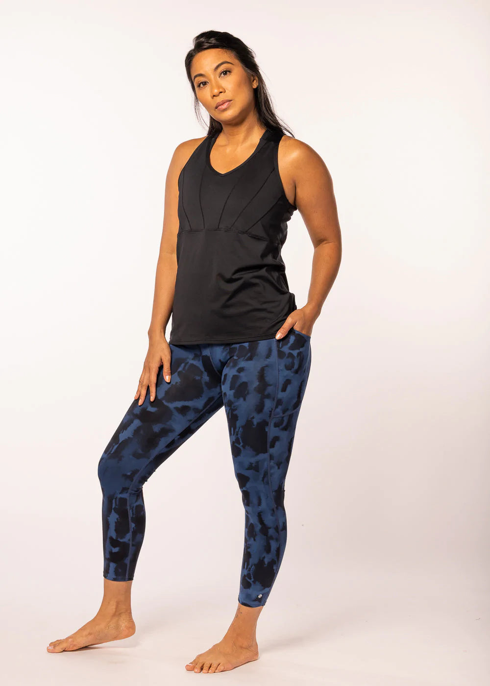 All-In High Rise Legging 7/8 Midnight Tie Dye - shorter length -