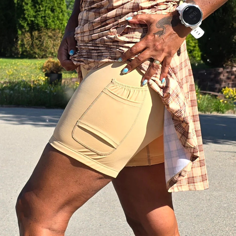 She Did løpeskjørt beige Tartan