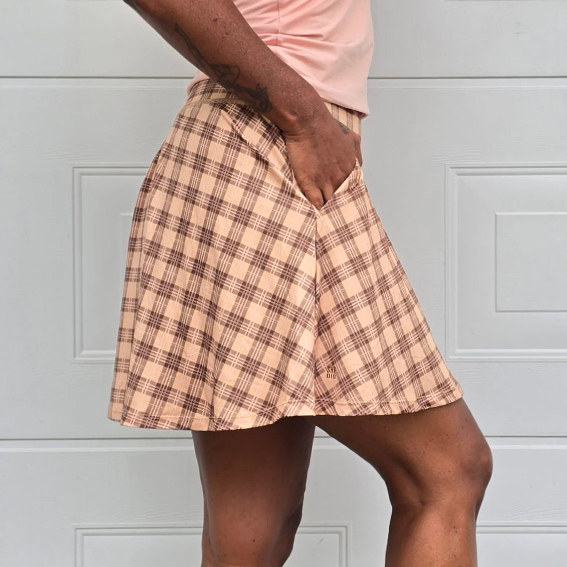 She Did løpeskjørt beige Tartan
