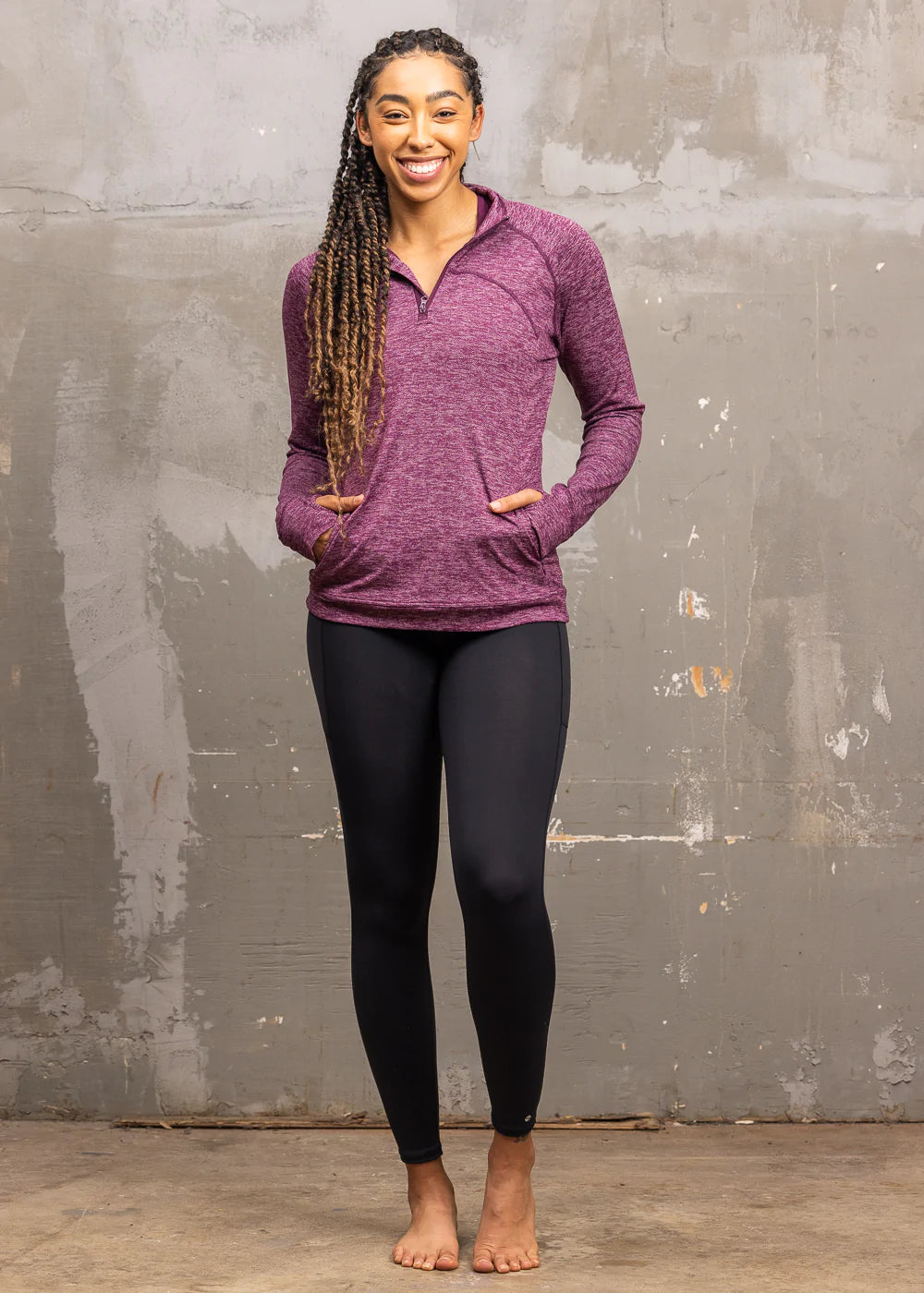 Go The Distance 1/2 Zip Top Cabernet Vintage Chic