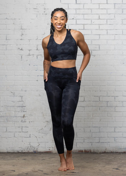 All-In High Rise Legging Carbon Camo - full lengde